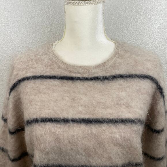 Country Road Brushed Wool Blend Stripe Fuzzy Tan Pullover Sweater - Picture 8 of 12